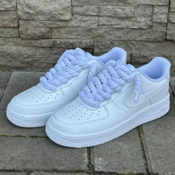 Nike Air Force 1 - Bílé s hrubými bílými šňůrkami
